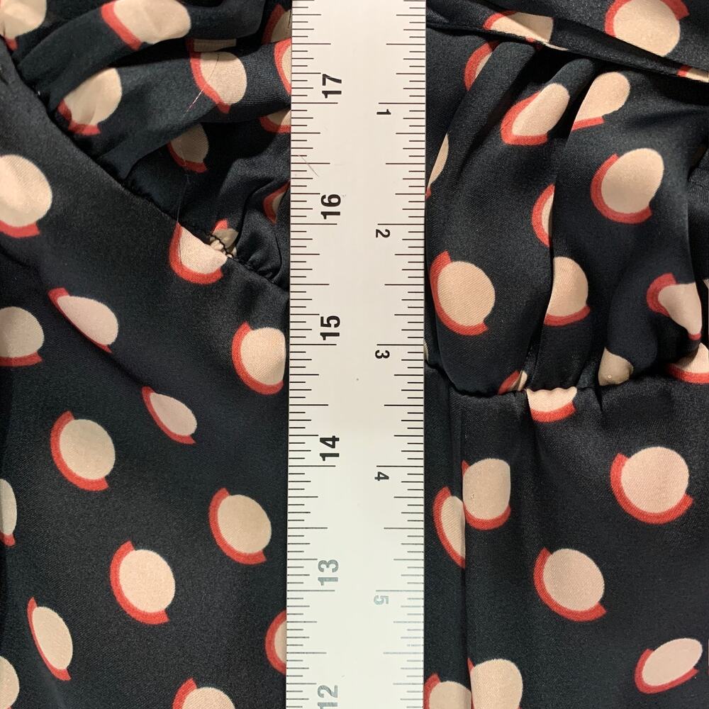 Zara S Womens Faux Wrap Polka Dot Romper Jumpsuit Black Beige Retro - Picture 9 of 9